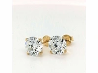 18 krt. geel gouden oorstekers 5,03 crt. diamanten - afbeelding 2 van  4