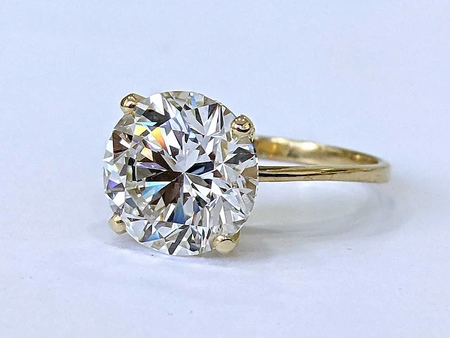 18 krt. geel gouden ring 4,07 crt. diamant - afbeelding 3 van  7