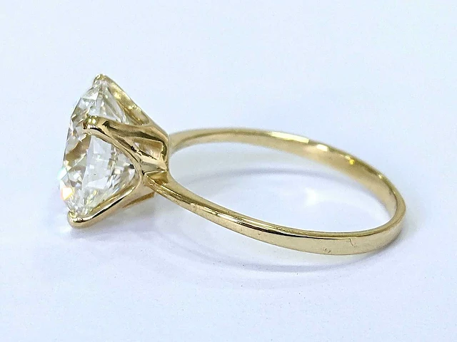 18 krt. geel gouden ring 4,07 crt. diamant - afbeelding 4 van  7