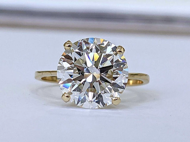 18 krt. geel gouden ring 4,07 crt. diamant - afbeelding 5 van  7