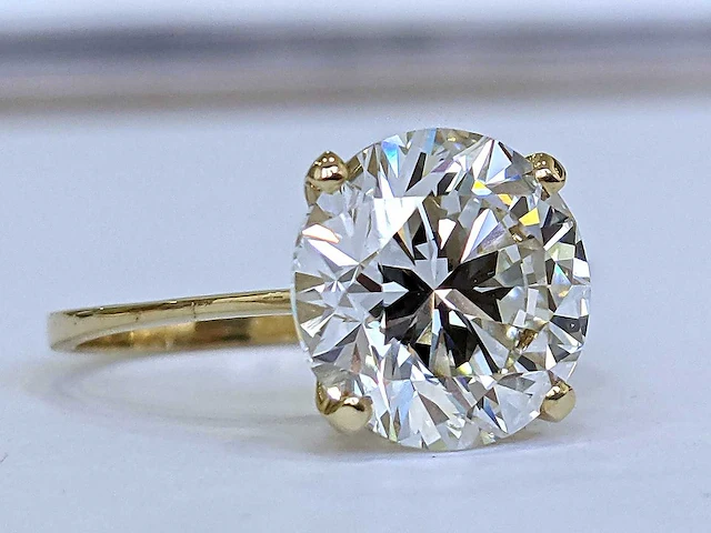 18 krt. geel gouden ring 4,07 crt. diamant - afbeelding 6 van  7