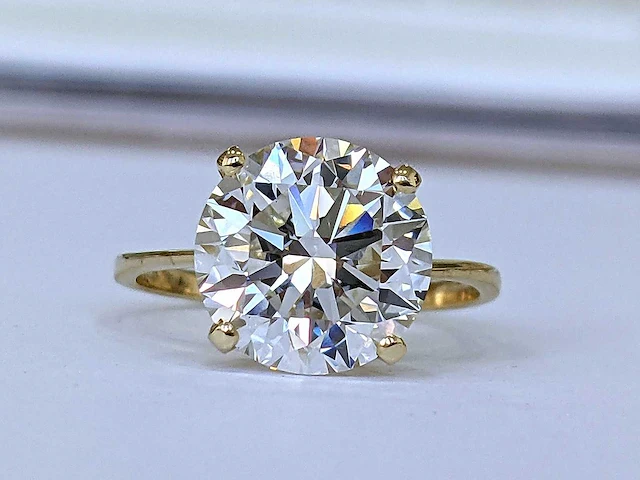 18 krt. geel gouden ring 4,07 crt. diamant - afbeelding 7 van  7