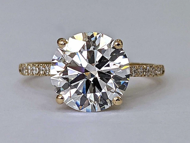 18 krt. geel gouden ring 4,27 crt. diamanten - afbeelding 7 van  8