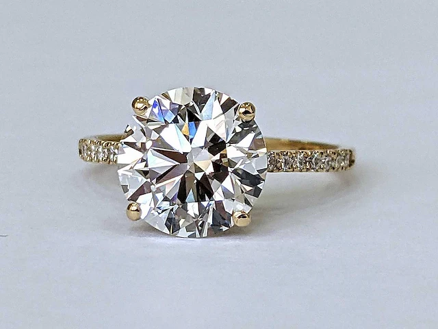 18 krt. geel gouden ring 4,27 crt. diamanten - afbeelding 8 van  8