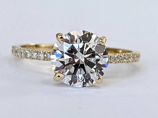18 krt. geel gouden ring met diamant 2,16 crt. - afbeelding 1 van  13