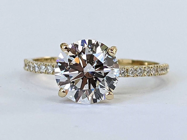 18 krt. geel gouden ring met diamant 2,16 crt. - afbeelding 9 van  13