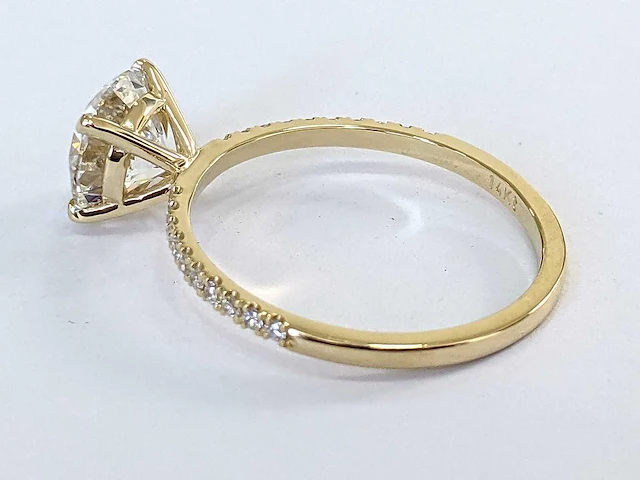18 krt. geel gouden ring met diamant 2,16 crt. - afbeelding 10 van  13