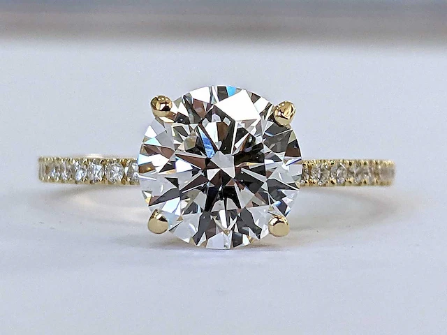 18 krt. geel gouden ring met diamant 2,16 crt. - afbeelding 12 van  13