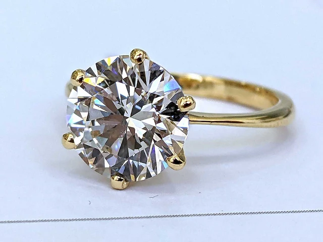 18 krt. geel gouden ring met diamant 3,03 crt. - afbeelding 2 van  7