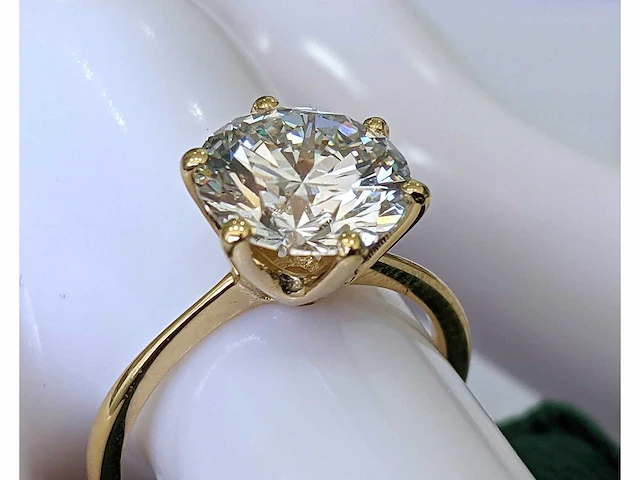 18 krt. geel gouden ring met diamant 3,03 crt. - afbeelding 5 van  7
