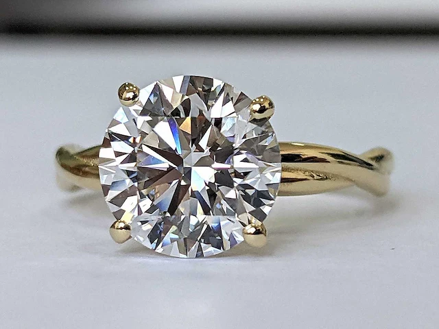 18 krt. geel gouden ring met diamant 3,07 crt. - afbeelding 1 van  12