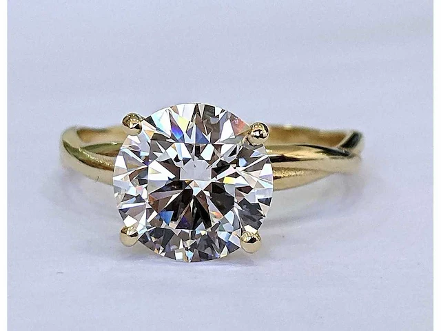 18 krt. geel gouden ring met diamant 3,07 crt. - afbeelding 8 van  12