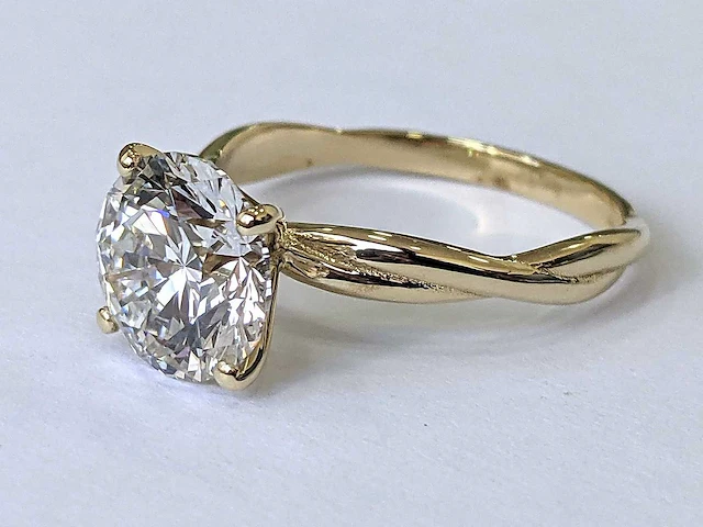 18 krt. geel gouden ring met diamant 3,07 crt. - afbeelding 3 van  12