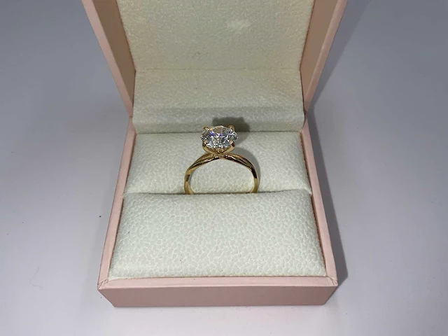 18 krt. geel gouden ring met diamant 3,07 crt. - afbeelding 8 van  12