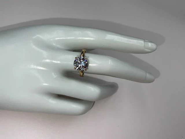 18 krt. geel gouden ring met diamant 3,07 crt. - afbeelding 10 van  12