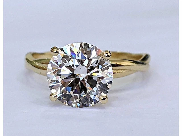 18 krt. geel gouden ring met diamant 3,07 crt. - afbeelding 11 van  12