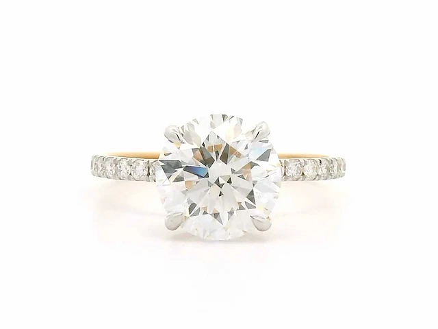 18 krt. geel gouden ring met diamant 3,14 crt. - afbeelding 2 van  10