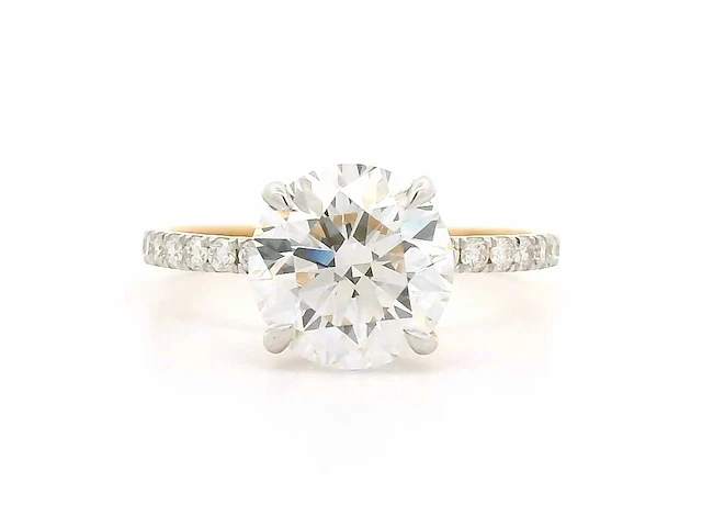 18 krt. geel gouden ring met diamant 3,14 crt. - afbeelding 1 van  10