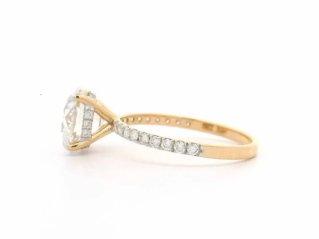 18 krt. geel gouden ring met diamant 3,14 crt. - afbeelding 9 van  10