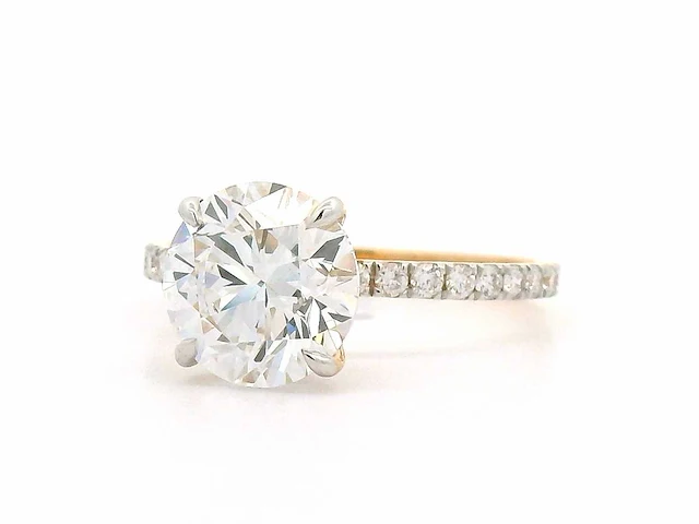 18 krt. geel gouden ring met diamant 3,14 crt. - afbeelding 10 van  10