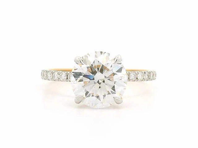18 krt. geel gouden ring met diamant 3,14 crt. - afbeelding 2 van  10