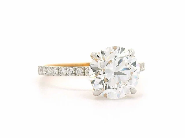 18 krt. geel gouden ring met diamant 3,14 crt. - afbeelding 8 van  10