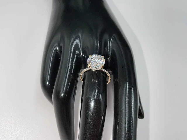 18 krt. geel gouden ring met diamant 4,00 crt. - afbeelding 6 van  12