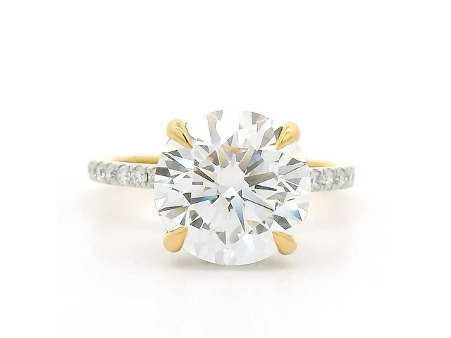 18 krt. geel gouden ring met diamant 4,00 crt. - afbeelding 1 van  10