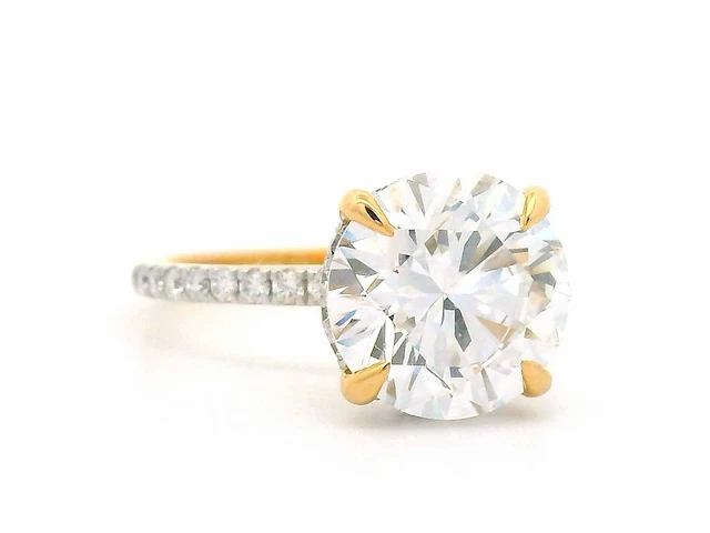 18 krt. geel gouden ring met diamant 4,00 crt. - afbeelding 8 van  10
