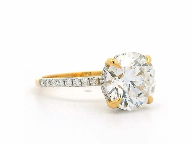 18 krt. geel gouden ring met diamant 4,00 crt. - afbeelding 9 van  10