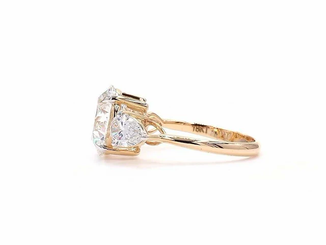 18 krt. geel gouden ring met diamant 4,06 crt. - afbeelding 6 van  7