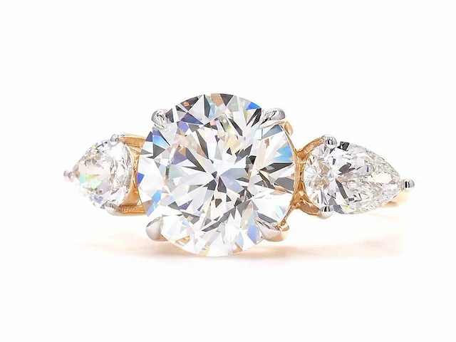 18 krt. geel gouden ring met diamant 4,06 crt. - afbeelding 7 van  7