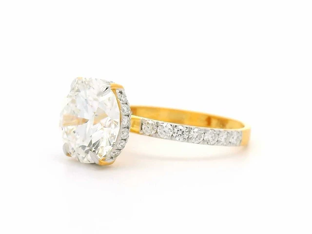 18 krt. geel gouden ring met diamant 4,54 crt. - afbeelding 3 van  17