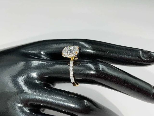 18 krt. geel gouden ring met diamant 4,54 crt. - afbeelding 7 van  17