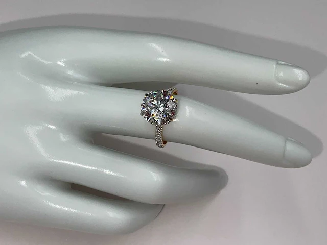 18 krt. geel gouden ring met diamant 4,54 crt. - afbeelding 8 van  17