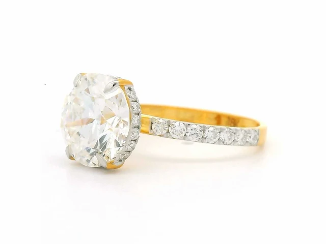 18 krt. geel gouden ring met diamant 4,54 crt. - afbeelding 1 van  17