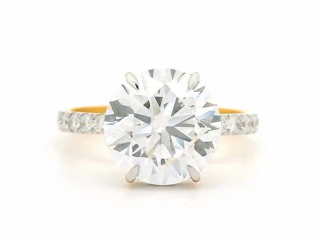 18 krt. geel gouden ring met diamant 4,54 crt. - afbeelding 14 van  17
