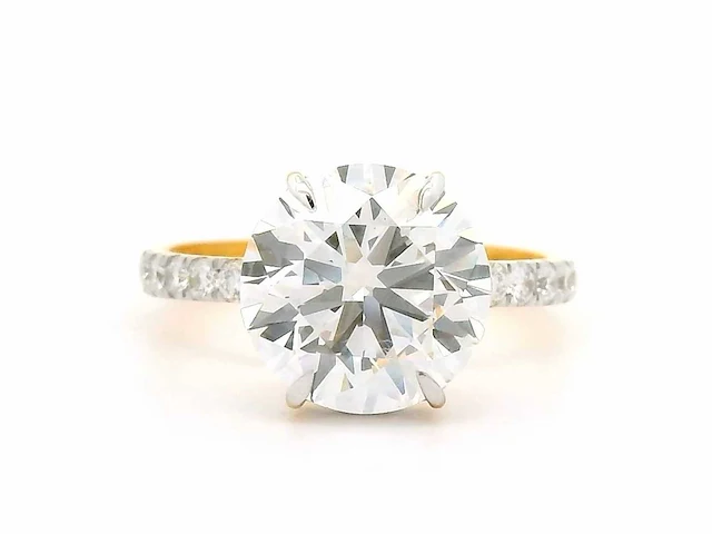 18 krt. geel gouden ring met diamant 4,54 crt. - afbeelding 16 van  17