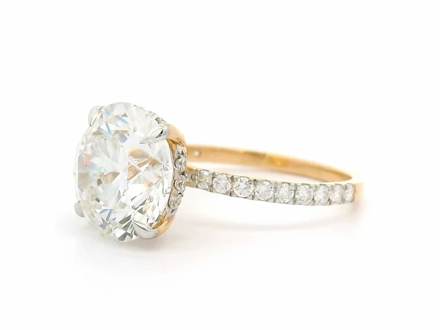 18 krt. geel gouden ring met diamanten 6,00 crt. - afbeelding 3 van  18