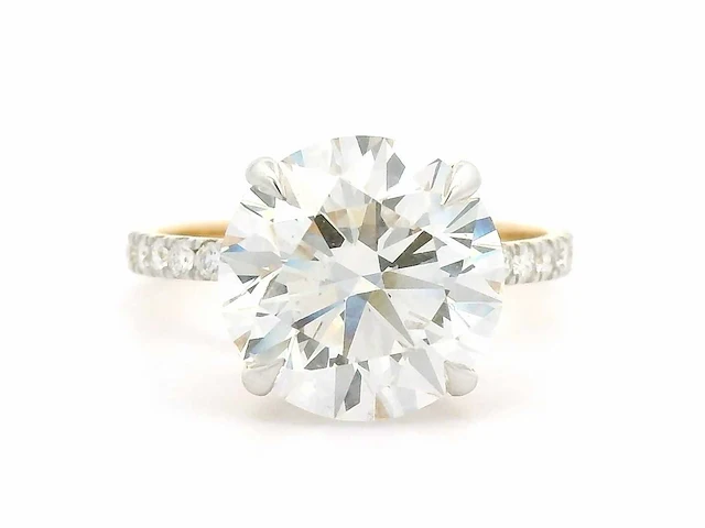 18 krt. geel gouden ring met diamanten 6,00 crt. - afbeelding 18 van  18
