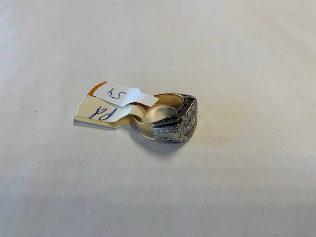 18 krt geelgouden en palladium ring - afbeelding 1 van  3