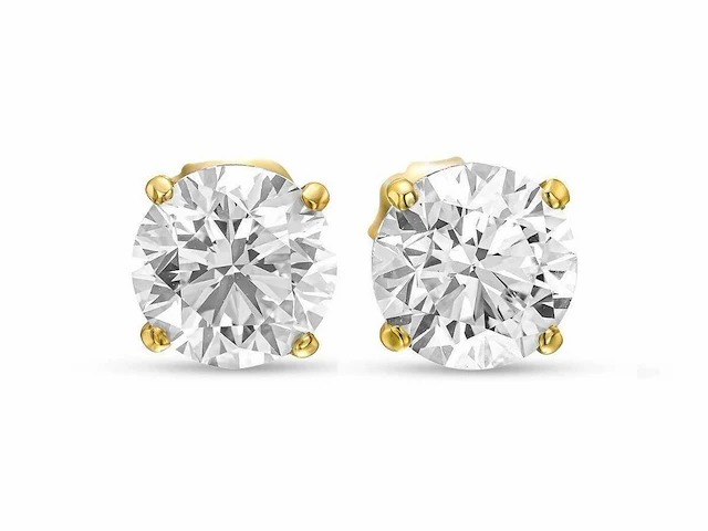 18 krt. geelgouden oorstekers met 2,05 crt. diamant - afbeelding 2 van  7