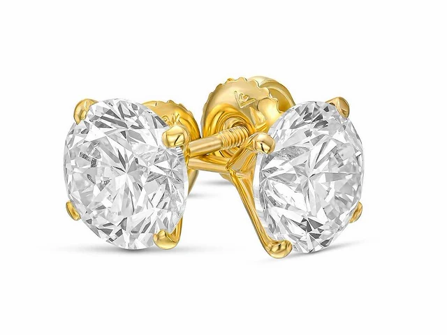 18 krt. geelgouden oorstekers met 2,05 crt. diamant - afbeelding 1 van  7