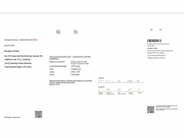 18 krt. geelgouden oorstekers met 2,05 crt. diamant - afbeelding 3 van  7