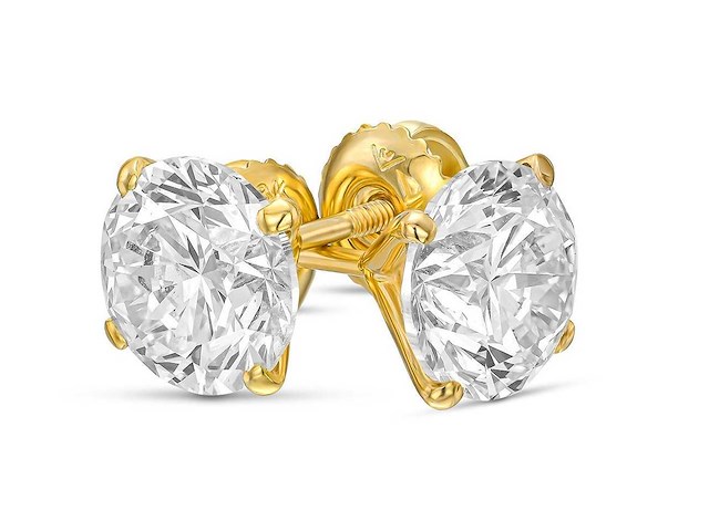 18 krt. geelgouden oorstekers met 2,05 crt. diamant - afbeelding 1 van  7