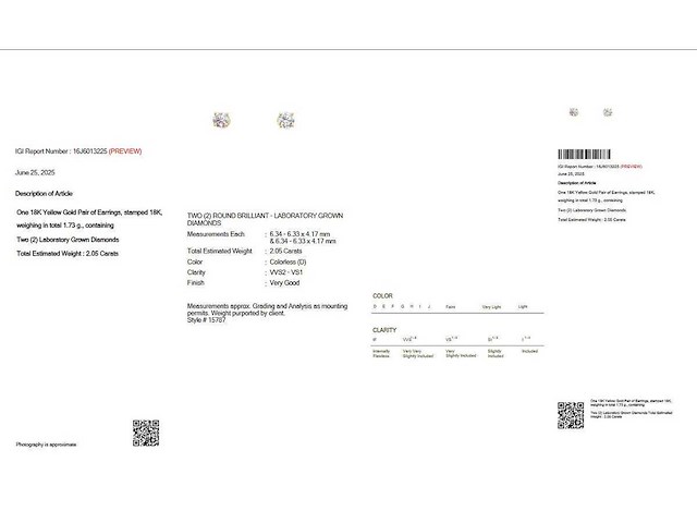18 krt. geelgouden oorstekers met 2,05 crt. diamant - afbeelding 3 van  7