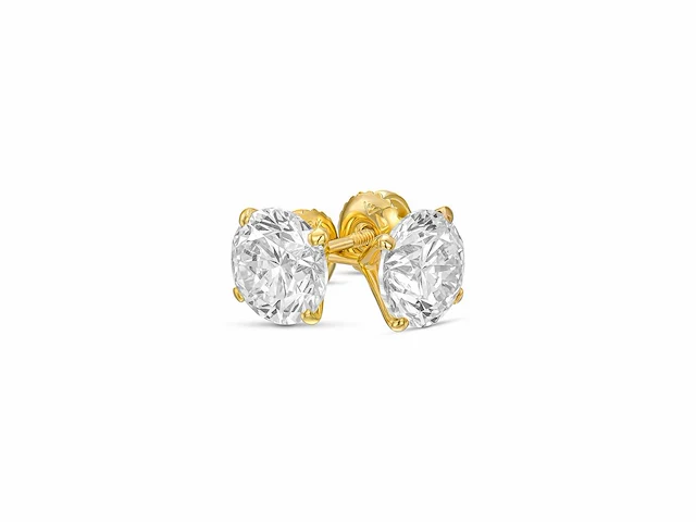 18 krt. geelgouden oorstekers met 2,05 crt. diamant - afbeelding 7 van  7