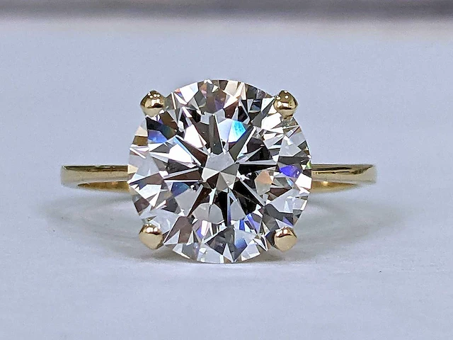18 krt. geelgouden ring met 4,02 crt. diamant - afbeelding 7 van  8