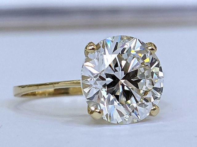 18 krt gouden ring met diamant 5,01 crt - afbeelding 4 van  9