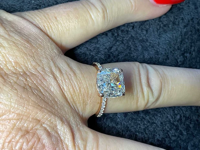 18 krt. rose gouden ring 5,04 crt. diamanten - afbeelding 4 van  12